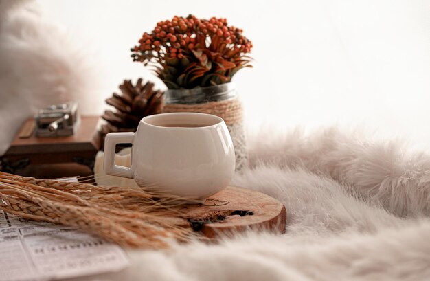 Photo close-up of coffee on table at home