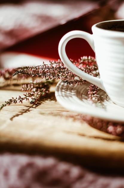 Foto prossimo piano del caffè sul tavolo