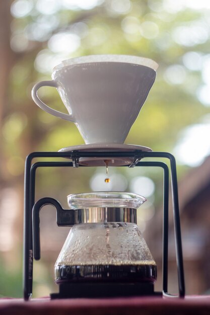 Foto prossimo piano del caffè sul tavolo