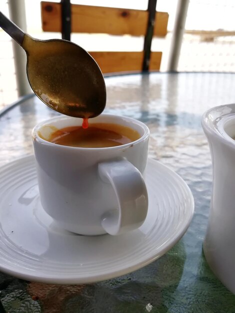 Close-up of coffee on table