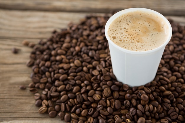 Close-up of coffee with coffee beans