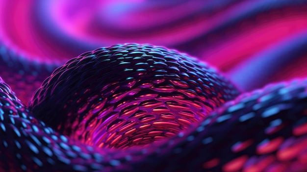 A close up of a coil of wire with a purple and blue background