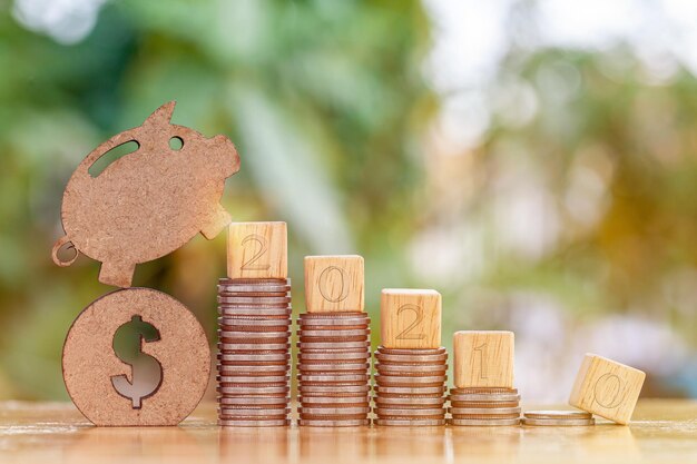 Photo close-up of coins on table