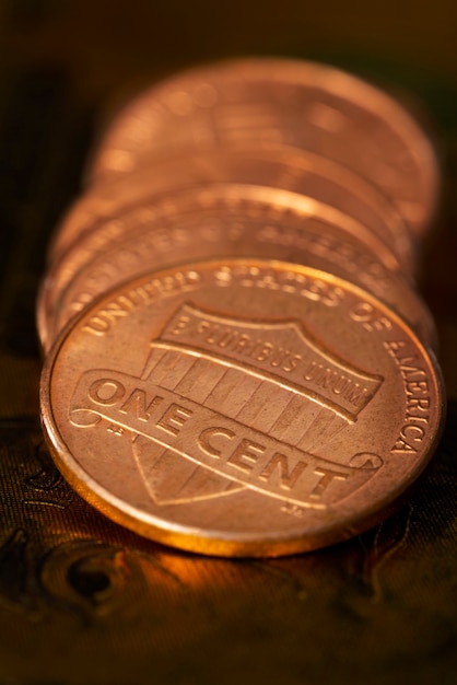 Close up on coins