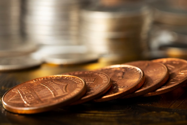 Photo close up on coins