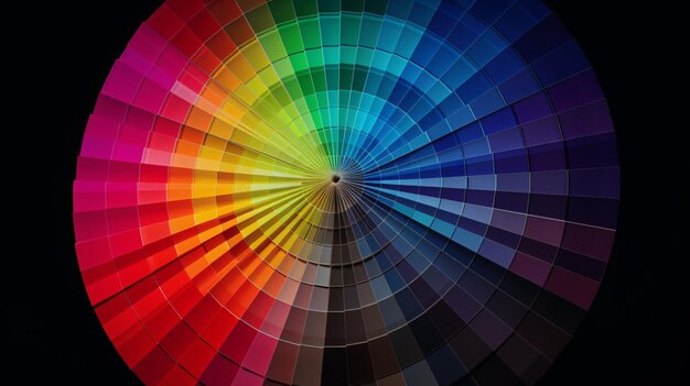 A close up of a color wheel on a black background