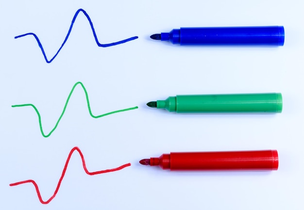 Photo close-up of colored pencils over white background