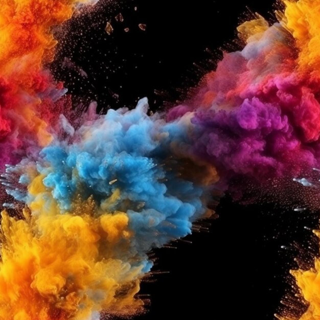 A close up of colored powder flying in the air generative ai