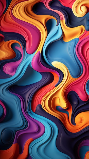 a close up of a colorful abstract background with wavy shapes generative ai