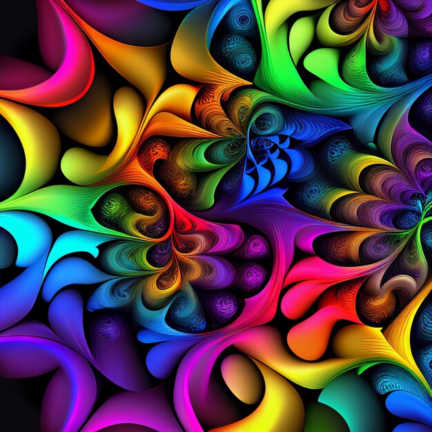 A close up of a colorful abstract painting of swirls generative ai