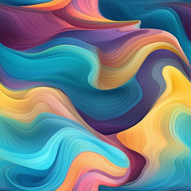 A close up of a colorful abstract painting of waves generative ai