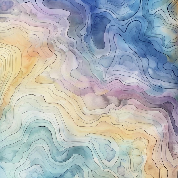 a close up of a colorful abstract painting of wavy lines generative ai