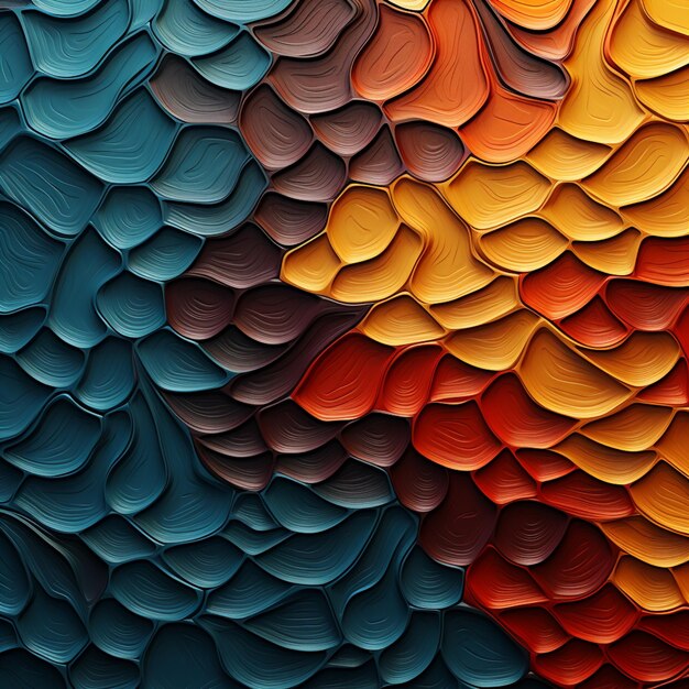 Foto un primo piano di un dipinto astratto colorato di forme ondulate generative ai