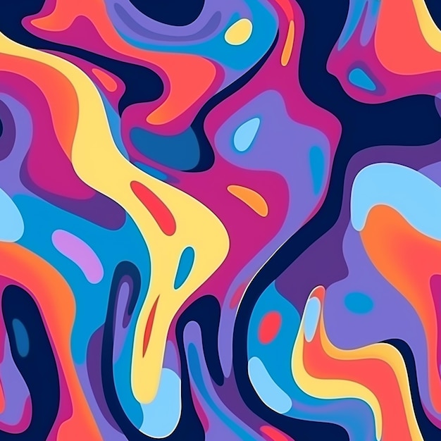 a close up of a colorful abstract painting with a black background generative ai