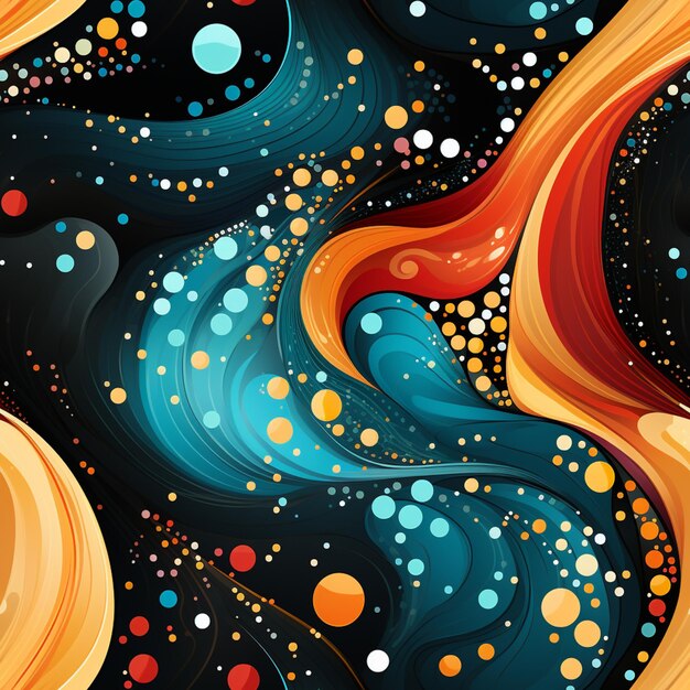 a close up of a colorful abstract painting with circles and dots generative ai