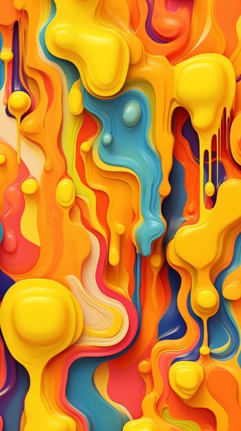 A close up of a colorful abstract painting with liquid pouring down generative ai
