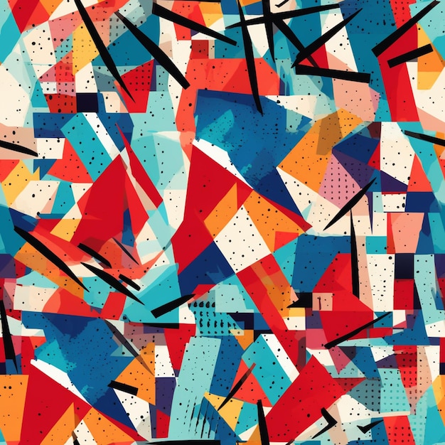 A close up of a colorful abstract painting with a lot of lines generative ai