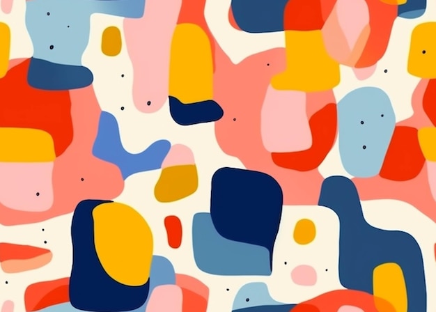 A close up of a colorful abstract painting with a lot of shapes generative ai