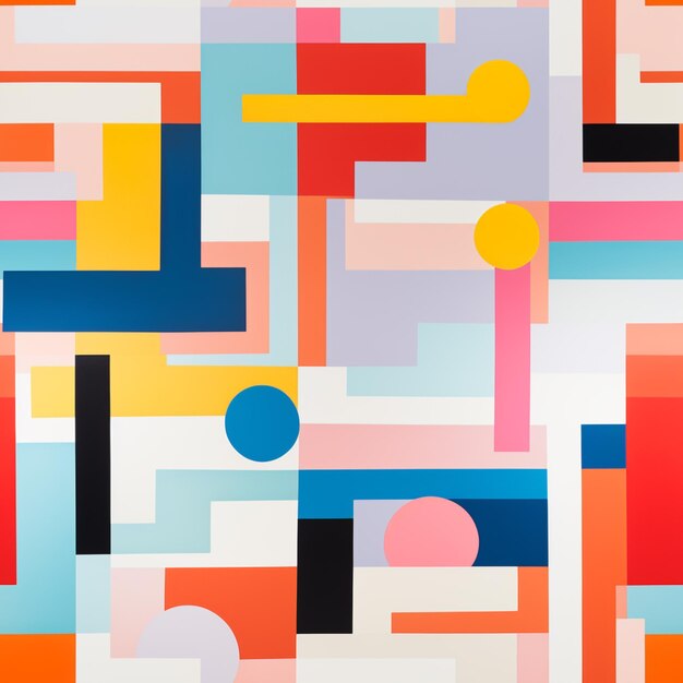 a close up of a colorful abstract painting with a lot of shapes generative ai