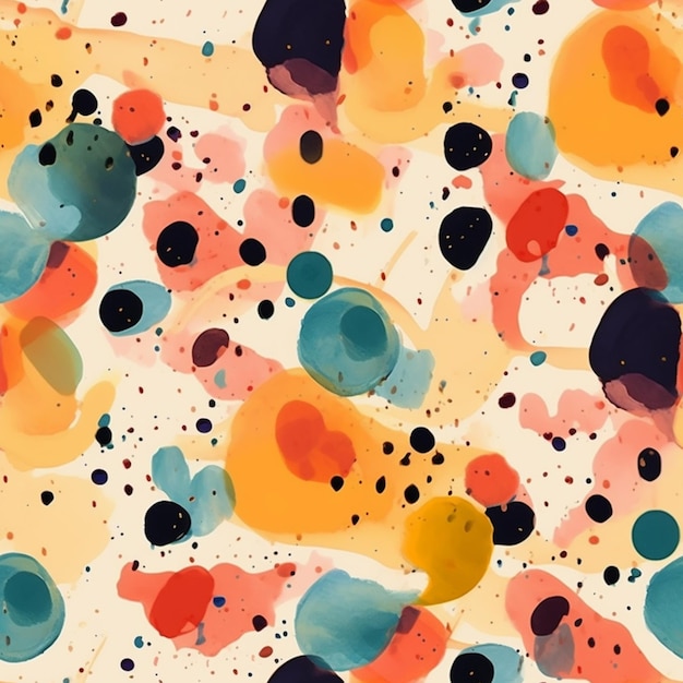 A close up of a colorful abstract painting with lots of dots generative ai