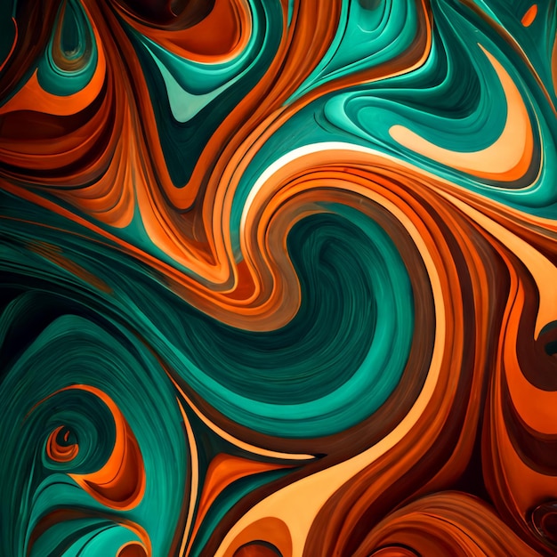 A close up of a colorful abstract painting with a swirl generative ai