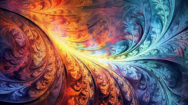 a close up of a colorful abstract painting with a swirl generative ai