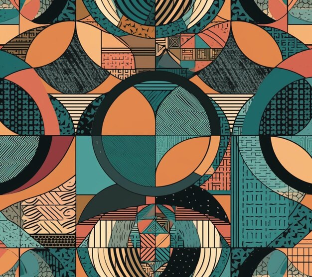 A close up of a colorful abstract pattern with circles generative ai