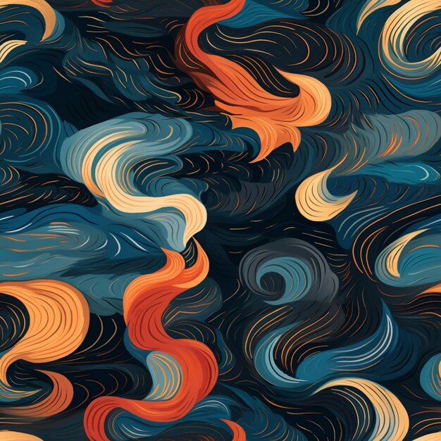 A close up of a colorful abstract pattern with waves generative ai