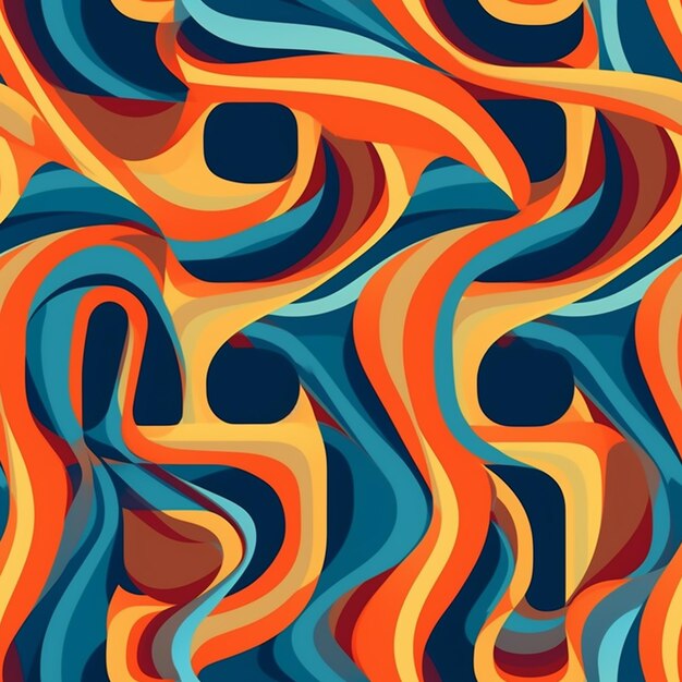 a close up of a colorful abstract pattern with wavy shapes generative ai