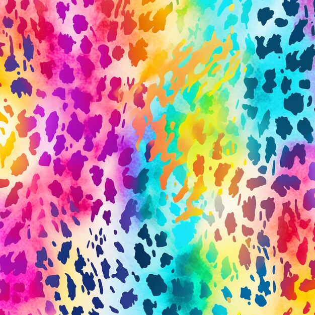 a close up of a colorful animal print fabric with a rainbow background generative ai