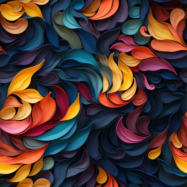 A close up of a colorful background of paper cut leaves generative ai