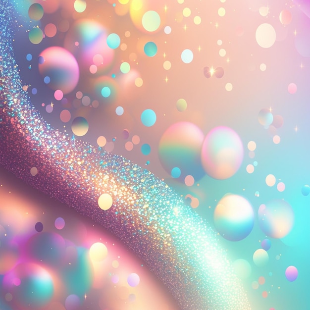 a close up of a colorful background with bubbles and glitter generative ai