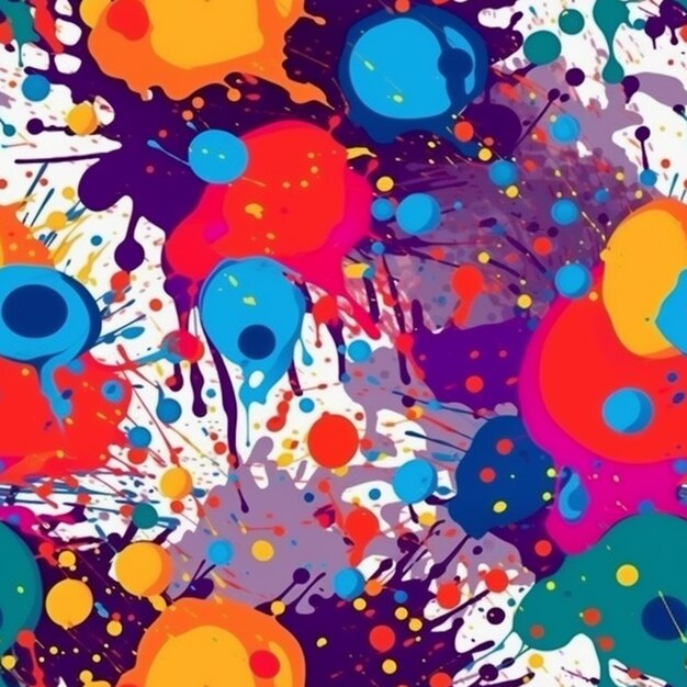 a close up of a colorful background with lots of paint splatters generative ai