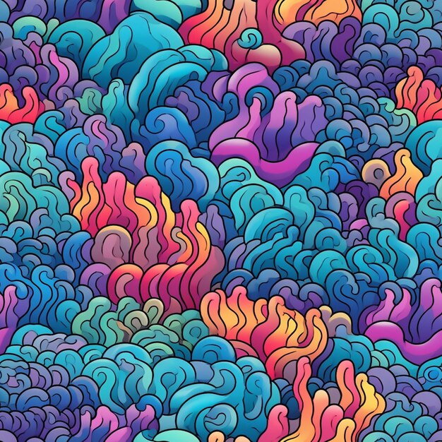 A close up of a colorful background with many different colored waves generative ai