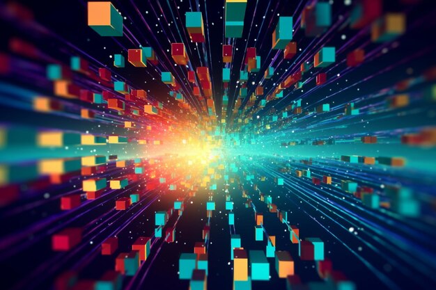 a close up of a colorful background with squares and squares generative ai