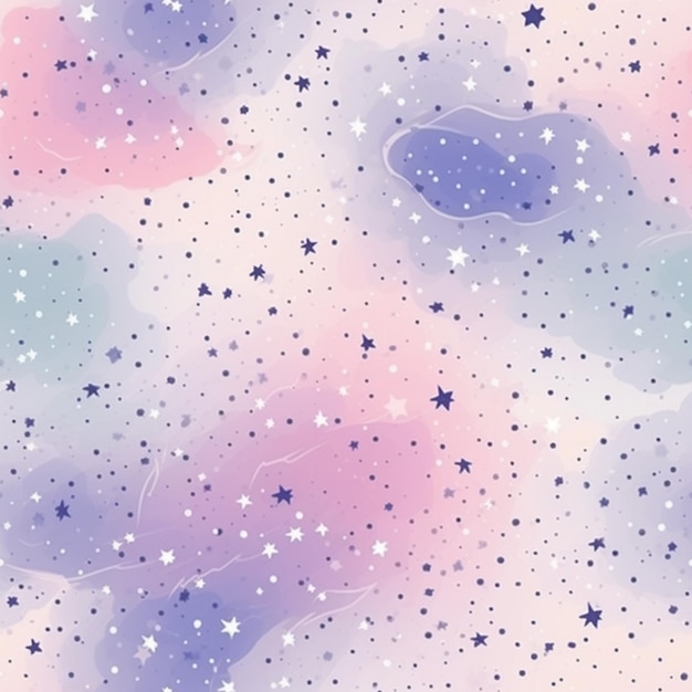 a close up of a colorful background with stars and clouds generative ai