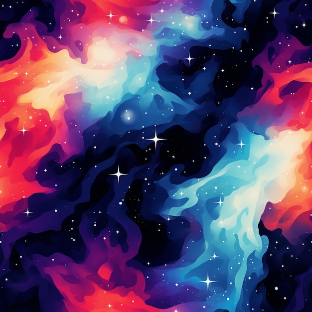 a close up of a colorful background with stars and clouds generative ai