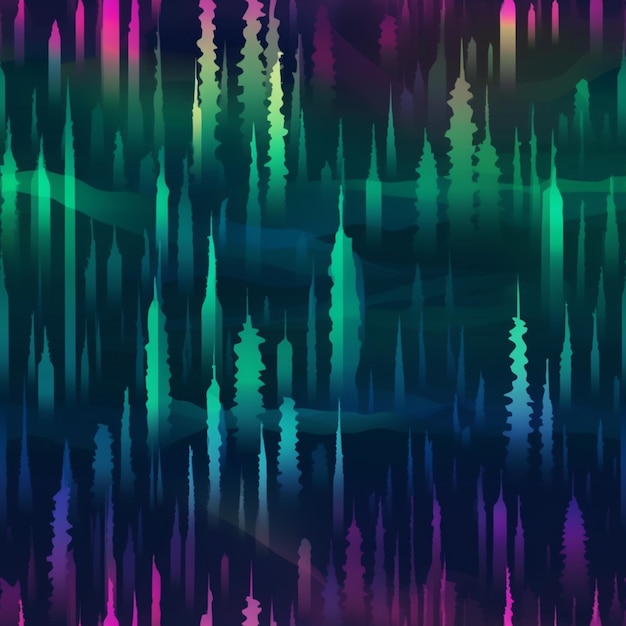 Photo a close up of a colorful background with trees and lights generative ai