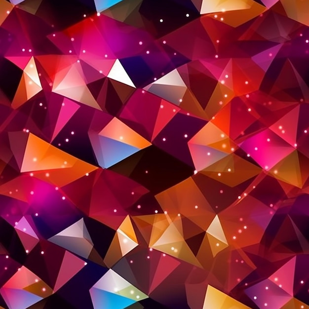 крупный план красочного фона с треугольниками и звездами, генерирующий искусственный интеллект