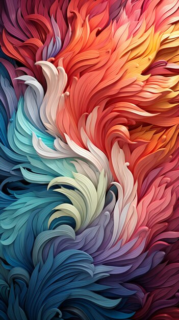 a close up of a colorful background with a wave of colored paper generative ai