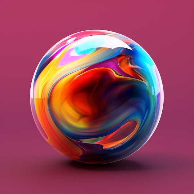 A close up of a colorful ball on a pink background generative ai