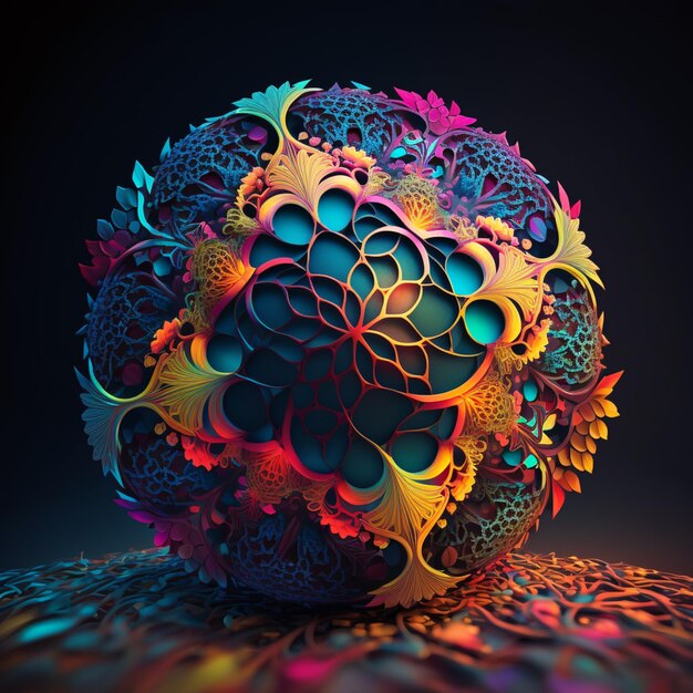 A close up of a colorful ball with many different shapes generative ai