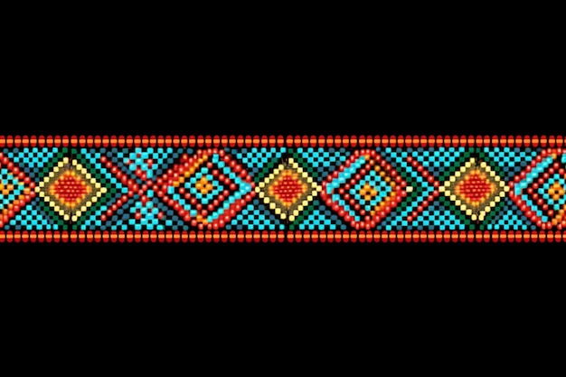a close up of a colorful beaded bracelet on a black background generative ai