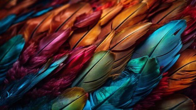 Photo a close up of a colorful bird feathers