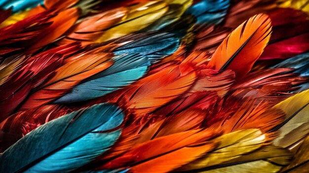 Photo a close up of a colorful bird's feathers