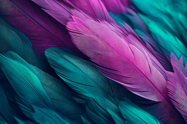 A close up of a colorful bird's feathers