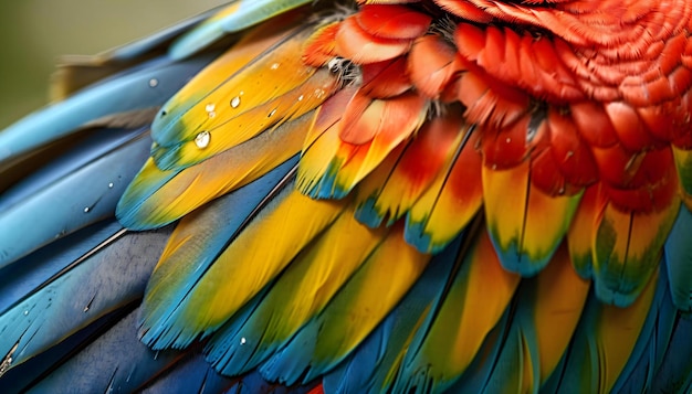 Foto un primo piano delle piume di un uccello colorato