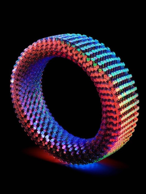 A close up of a colorful bracelet with a black background generative ai