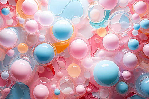 a close up of colorful bubbles