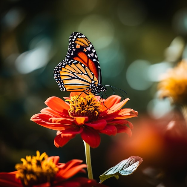 Foto una farfalla colorata sul fiore
